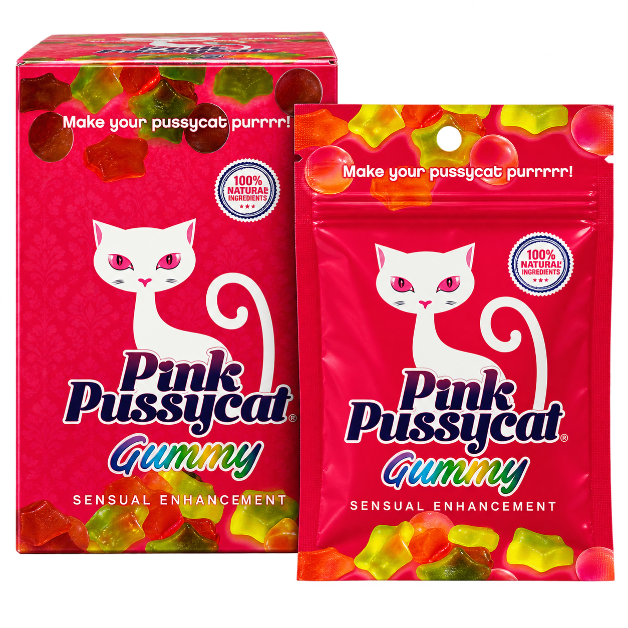 Gomitas pink pussy cat 24 sobres de 3 gomitas