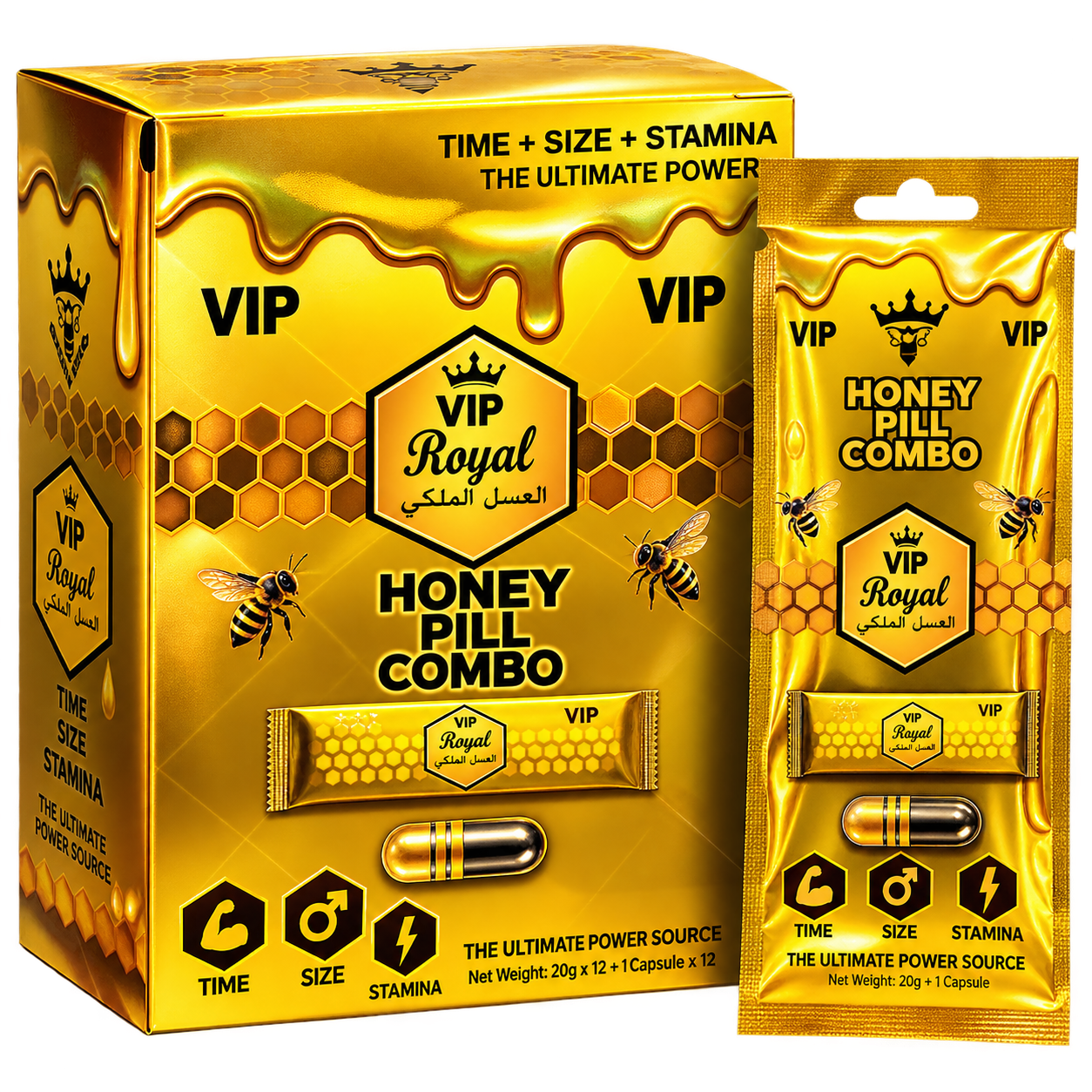 Combo royal honey 12 combos (1 pastilla + 1 miel)