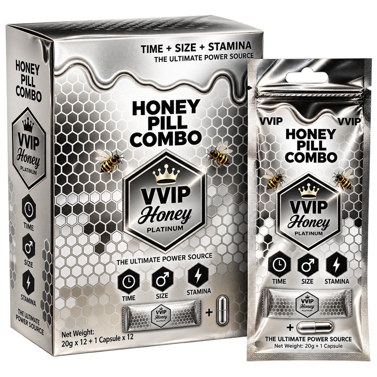 Combo royal honey platinum 12 combos (1 pastilla + 1 miel)